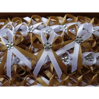 Svatební dekorace Svatební vývazek - hnědá střední 105 / bílá