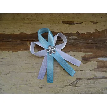 Svatební dekorace Svatební vývazek - bílá / modrá azuro 187