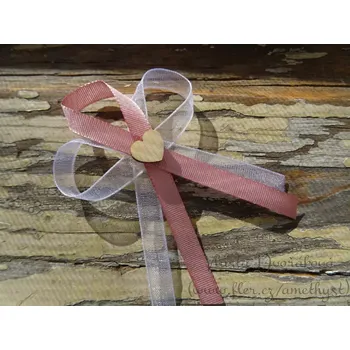 Svatební dekorace Svatební vývazek rustik - bílá / starorůžová 625