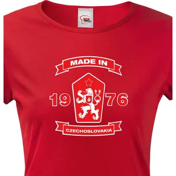 Dámské tričko Dámské tričko se lvem a znakem ČSSR, Barva Červená, Velikost 2XL, Canvas Dámské tričko s krátkým rukávem Bezvatriko.cz 0513 - DTF/DTG
