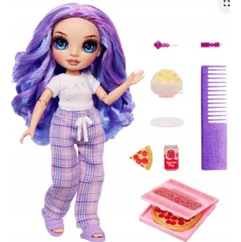 Panenka Panenka Rainbow High fialová s pyžamem a doplňky 22 cm