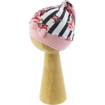 Čepice Dětská čepice šátek na hlavu s květinami bílá Nicol, vel. 56/62