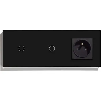 vypínač DOTYKOVÝ SPÍNAČ 1+1 SE ZÁSUVKOU SKLO BĚŽNÝ + SCHODIŠŤOVÝ SPÍNAČ