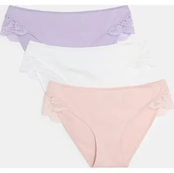 Oblečení a móda Sinsay - Bavlněné kalhotky s krajkovým lemem 3-pack - vícebarevná - 483GV-MLC - 483GV-MLC-M