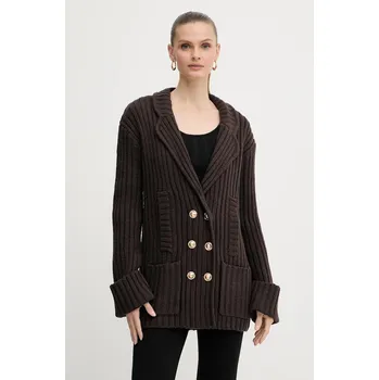 Dámský svetr Kardigan s příměsí vlny Silvian Heach DURMAZ GPA25291GC hnědá 89X, vel. L