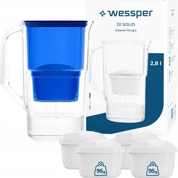 Filtrace vody Filtrační konvice Wessper D1 SOLID 2,8l modrá + 5x filtr