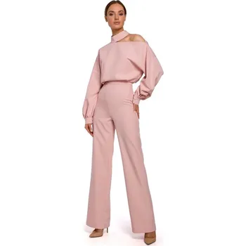 Dámský overall Dámská kombinéza s rukávem M528 - Moe XL-42 pudrovo-růžová