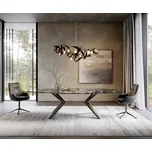 DELIFE Jídelní stůl Edge oválný 280x130 keramika Iris FMG Agatablack Zenthara hranatý kov efektová úprava titanová