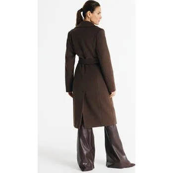 Dámský kabát Salme Vlněný kabát Verona midi Hnědá Regular Fit 48
