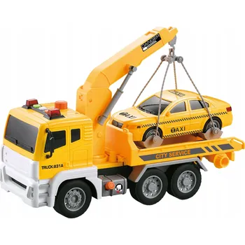 autíčko Tahač s taxíkem 30 cm s efekty - setrvačník, světla a zvuky, hydraulika a n
