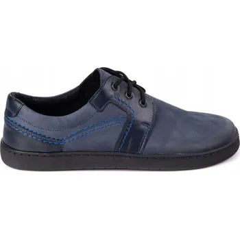 Pánské polobotky BAREFOOT Pánské kožené boty šněrovací perforované 115KZ tmavě modré 39