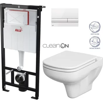 ALCA Předstěnový instalační systém s bílým tlačítkem M1710 + WC CERSANIT CLEANON COLOUR + SEDÁTKO AM101/1120 M1710 CN1