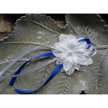 Svatební dekorace Vývazek velký s bílým květem - modrá král. 548 I., nebo v barvě na přání