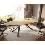 DELIFE Jídelní stůl Edge oválný 220x120 keramika Laminam® Sabbia dubová Zenthara hranatý kov titanové efektové provedení