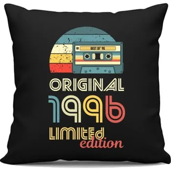 Žertovný předmět Original - best of' 1996 - černý polštář s potiskem- Tričkový.cz