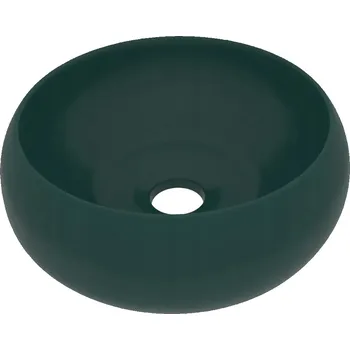 Kulaté umyvadlo keramické matné tmavě zeleň 400 x 150 mm