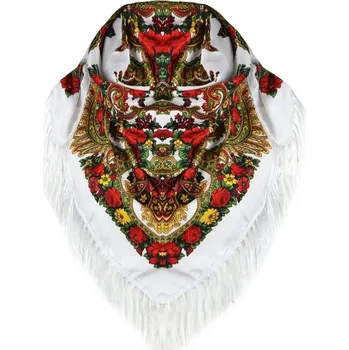 Šátek Krásný velký lidový šátek FOLK s třásněmi