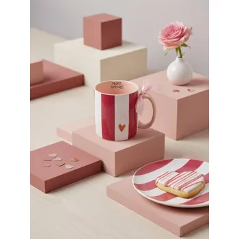 Sinsay - Valentýnský pruhovaný hrnek se srdcem a nápisem - červená - 601HI-33X - 601HI-33X-ONE