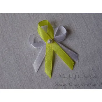 Svatební dekorace Svatební vývazek bílý s perličkou - světle žlutá 3014