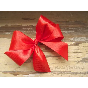 Svatební dekorace Mašle textilní - atlasová červená 007