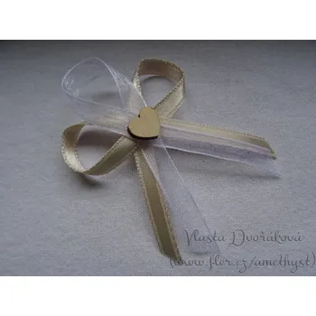 Svatební dekorace Svatební vývazek rustik - béžová 722 / bílá