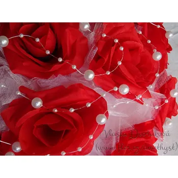 Svatební dekorace Kytice na auto - červené růže / bílá