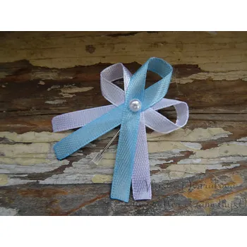 Svatební dekorace Svatební vývazek s perličkou - bílá / modrá 187