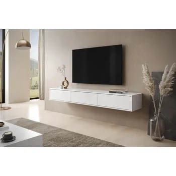 Televizní stolek Závěsná TV skříňka SILK 200 x 38 x 25 cm bílá matná PUSH-OPEN