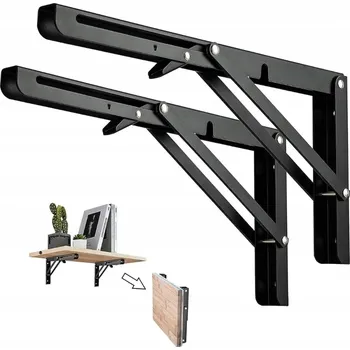 Koupelnový nábytek DIKOM SKLÁDACÍ PODPĚRA PANTU DESKY POLICE SKŘÍŇKY 30cm PEVNÁ 2KS ČERNÁ