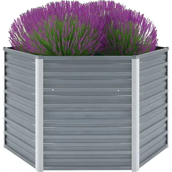 Pěstitelství Zahradní vyvýšený záhon 129 x 77 cm pozinkovaná ocel stříbrný