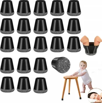 Podložka pod nábytek 24x Silikonové návleky na nohy židlí, ochranné krytky černé