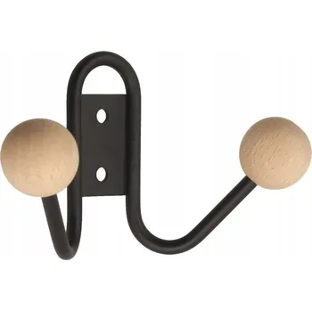 Věšák Nástěnný věšák, LOFT předsíň W34 černý+dřevo