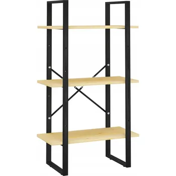 Knihovna Dřevěný regál z borovice 60 x 30 x 105 cm, neošetřený, kovová konstrukce