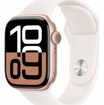 Chytré hodinky Apple Watch Series 10 GPS + Cellular, 42mm růžové zlaté hliníkové pouzdro s měkkým růžovým sportovním páskem – velikost M/L