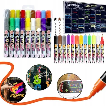 Křídový popisovač tekutý KŘÍDA na TABULE, popisovač na SKLO 12 Ks