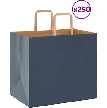 Dárková taška vidaXL Papírové sáčky 250 ks s uchy 32x22x28 cm [4101904] Barva: Modrá