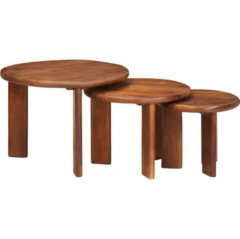 Konferenční stolek vidaXL Hnízdicí kávové stolky 3 pcs Medová hnědá Masivní mangové dřevo [4104660]