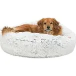 Kulatý vysoký polštář HARVEY, hebký potah s dlouhým vlasem, bílá/černá o 80cm,rychlé dodání