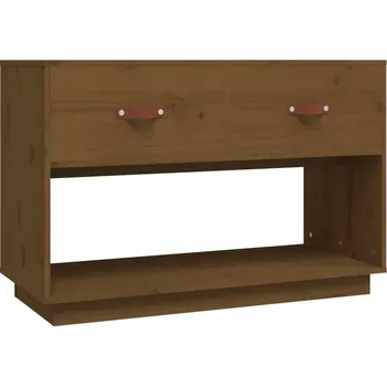 Televizní stolek TV stolek z masivního borovicového dřeva, medově hnědý, 90 x 40 x 60 cm