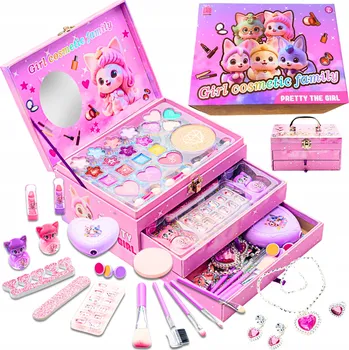 Kosmetická taška Sada na Malování Nehtů Kosmetická Taštička Kufřík Zásuvky Líčení pro Děti