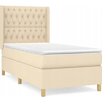 Postel Kontinentální postel krémová 203x103x118/128 cm s matrací 100x200x20 cm