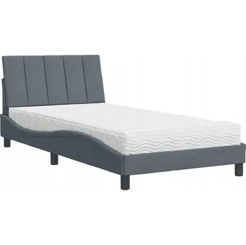 Postel Aksamitová postel tmavě šedá s matrací 100x200 cm, rozměry: 218x105x74,5 cm