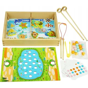 Obraz Dřevěná hra Rybaření - chytání rybiček na magnet s udicemi