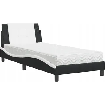 Postel Postel s matrací 218x85x74,5 cm černo-bílá z umělé kůže