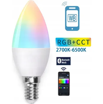 Žárovka SMART LED žárovka E14 C37 6,5W RGB+CCT rgbw s ovládáním BLUETOOTH MESH