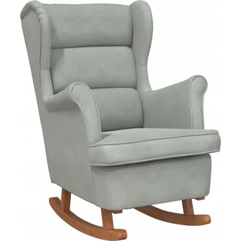 Křeslo Houpací křeslo sametové světle šedé 74x90x102 cm, kaučukové dřevo