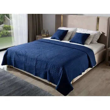 Prostěradlo Přehoz na postel bavlna 240 cm x 220 cm odstíny modré