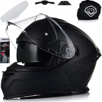 Helma na motorku MOTOCYKLOVÁ PŘILBA | VITO PRESTO | ČERNÁ MATNÁ, SYSTÉM PINLOCK + CLONA ECE 06