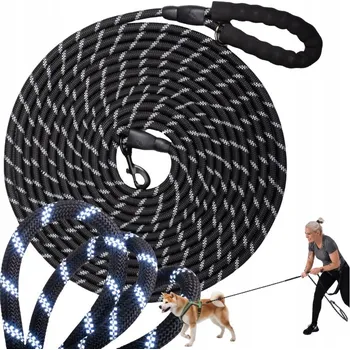 Vodítko pro psa Vodítko Wobell lanko černé 10 m 11 mm reflexní