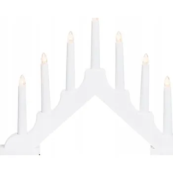 Svícen LED SVÍCEN ADVENTNÍ 7 SVĚTEL BATERIOVÝ S ČASOVAČEM 29 CM BÍLÝ